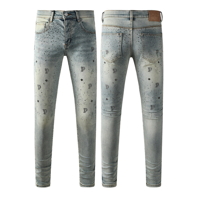 Purple Brand Crystal Diamond Jeans #9127
